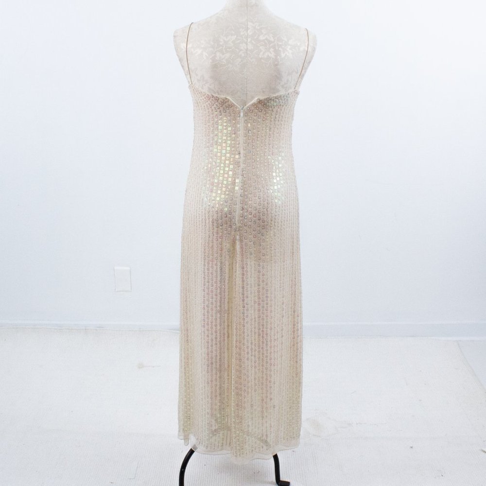 VTG 90s Genny Prada 4 Silk Hologram Sequin Gown - Picture 8 of 15